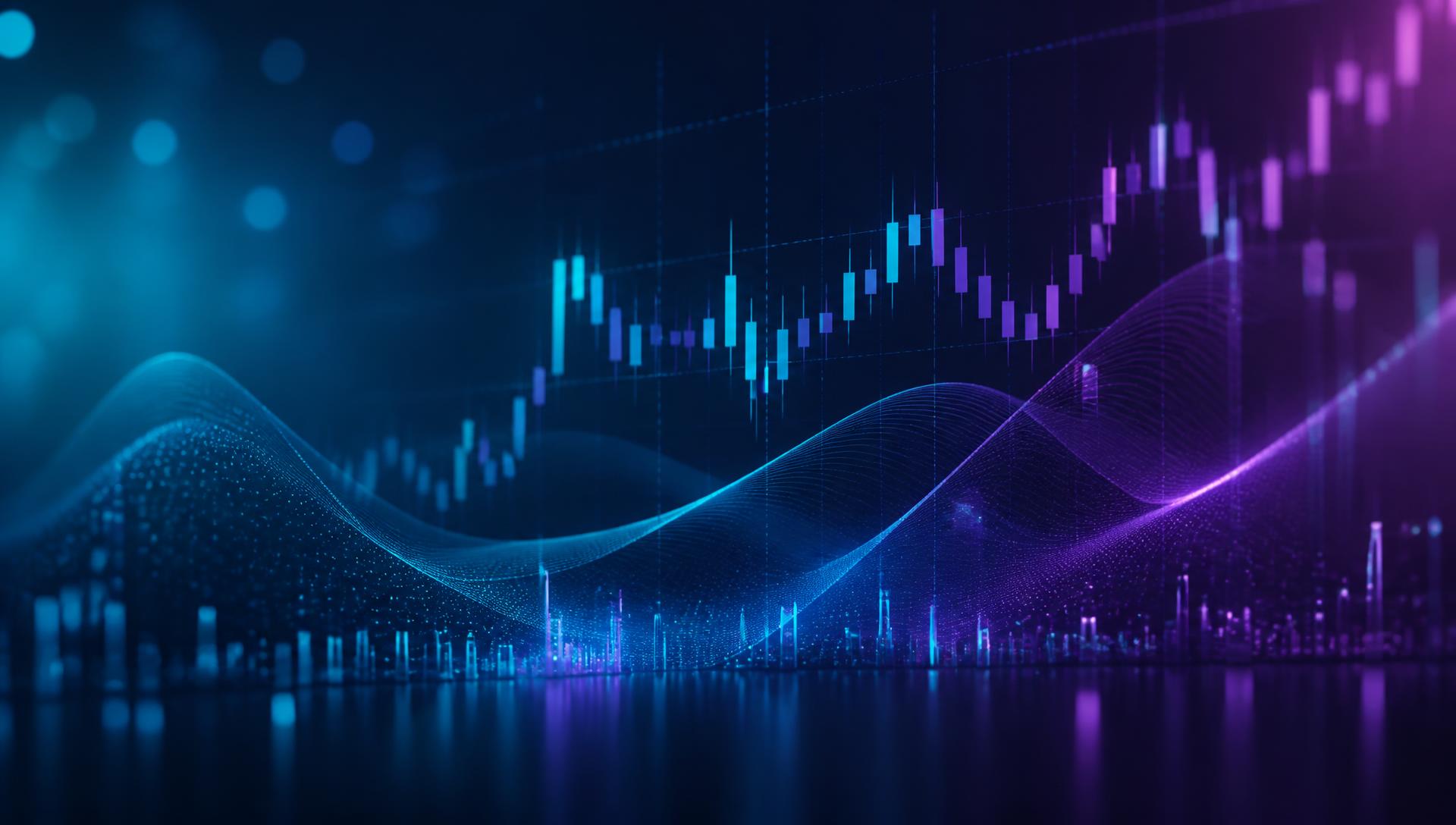 Abstract financial market data visualisation with candlestick charts